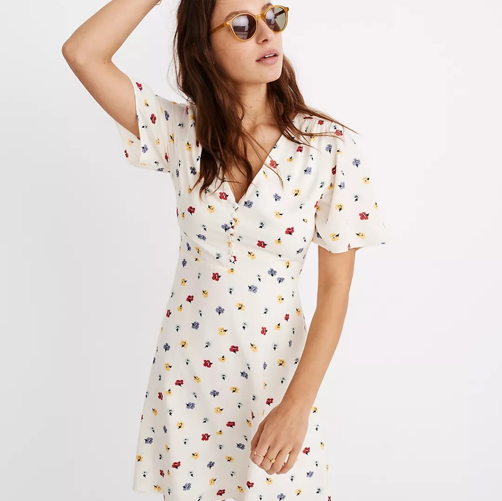 Madewell Orchard Flutter Sleeve Dress in Confetti Floral